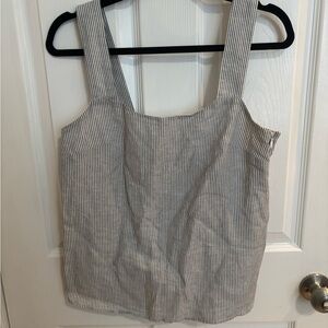 J. Crew Linen Black and White Striped Tank Top